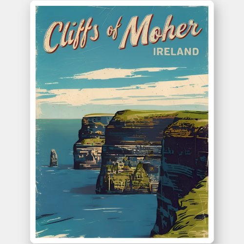 Retro Vintage Travel Cliffs of Moher Ireland Sticker