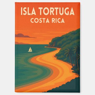 Retro Vintage Travel Costa Rica Isla Tortuga