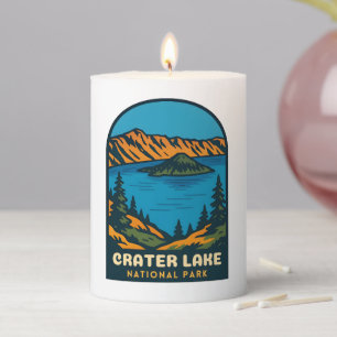 Retro Vintage Travel Crater Lake National Park Pillar Candle