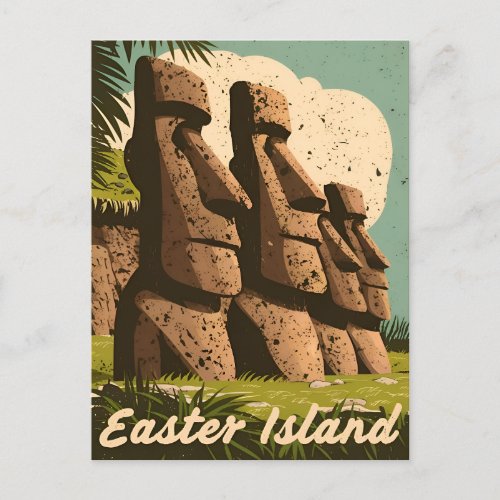 Retro Vintage Travel Easter Island Chile Postcard