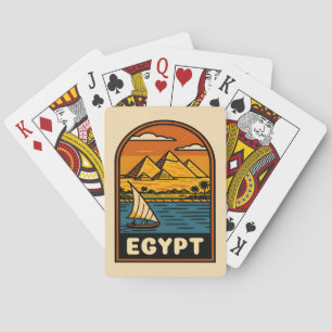 Retro Vintage Travel Egypt Pyramid Nile River Poker Cards