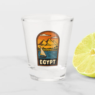 Retro Vintage Travel Egypt Pyramid Nile River Shot Glass