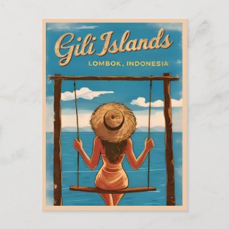 Retro Vintage Travel Gili Islands Lombok Indonesia