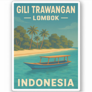 Retro Vintage Travel Gili Trawangan Indonesia Sticker