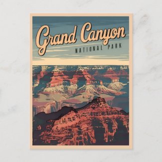Retro Vintage Travel Grand Canyon Scenic Landscape