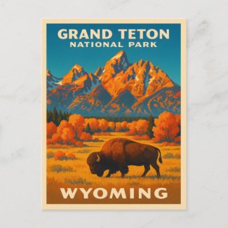 Retro Vintage Travel Grand Teton National Park