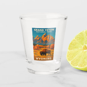 Retro Vintage Travel Grand Teton National Park Shot Glass