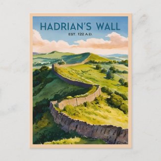 Retro Vintage Travel Hadrian's Wall England