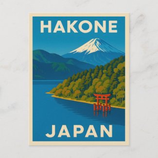Retro Vintage Travel Hakone Japan Scenic Landscape