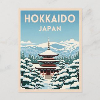 Retro Vintage Travel Hokkaido Japan Winter Scenic