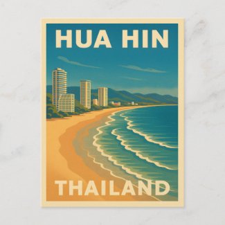 Retro Vintage Travel Hua Hin Thailand Beach