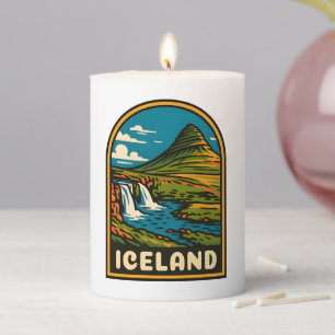 Retro Vintage Travel Iceland Nature Landscape Pillar Candle