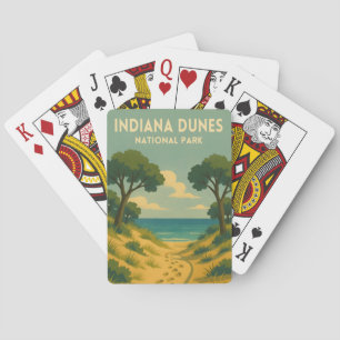 Retro Vintage Travel Indiana Dunes National Park Poker Cards