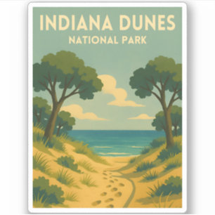 Retro Vintage Travel Indiana Dunes National Park Sticker