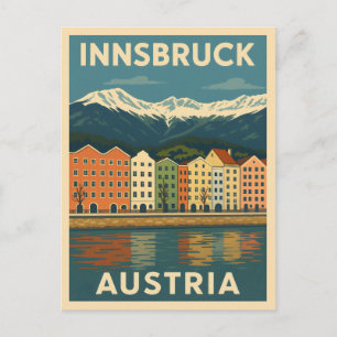 Retro Vintage Travel Innsbruck Austria Landscape Postcard