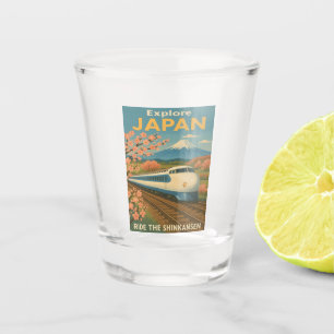 Retro Vintage Travel Japan Shinkansen Bullet Train Shot Glass