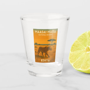 Retro Vintage Travel Kenya Africa Nature Wildlife Shot Glass