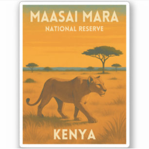 Retro Vintage Travel Kenya Africa Nature Wildlife Sticker