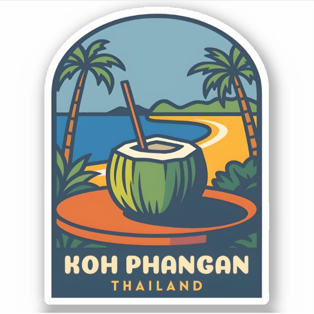 Retro Vintage Travel Koh Phangan Island Thailand  Sticker (Front)