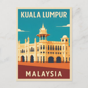Retro Vintage Travel Kuala Lumpur Malaysia Postcard