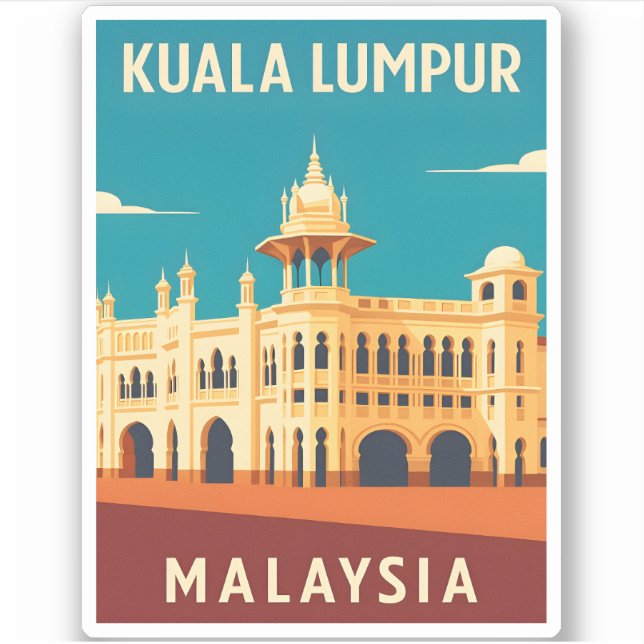 Retro Vintage Travel Kuala Lumpur Malaysia  Sticker (Front)