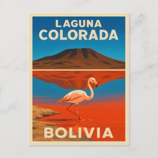 Retro Vintage Travel Laguna Colorada Bolivia 