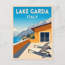 Retro Vintage Travel Lake Garda Italy Landscape