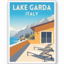 Retro Vintage Travel Lake Garda Italy Landscape