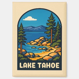 Retro Vintage Travel Lake Tahoe California Scenic