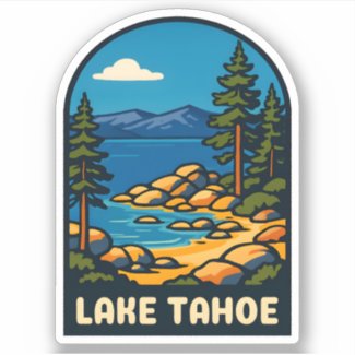Retro Vintage Travel Lake Tahoe California Scenic