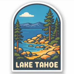 Retro Vintage Travel Lake Tahoe California Scenic Sticker