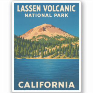 Retro Vintage Travel Lassen Volcanic National Park Sticker