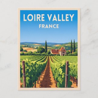 Retro Vintage Travel Loire Valley France Vineyard