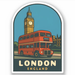 Retro Vintage Travel London Big Ben England Sticker