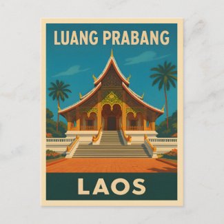 Retro Vintage Travel Luang Prabang Laos Temple