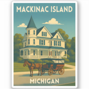 Retro Vintage Travel Mackinac Island Michigan Sticker