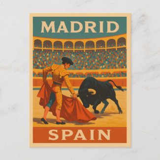 Retro Vintage Travel Madrid Spain Bullfight