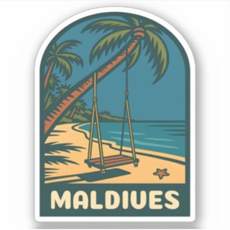 Retro Vintage Travel Maldives Island Beach Scenic