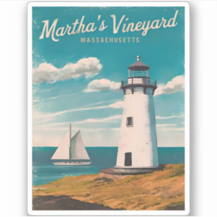 Retro Vintage Travel Martha's Vineyard Lighthouse Sticker