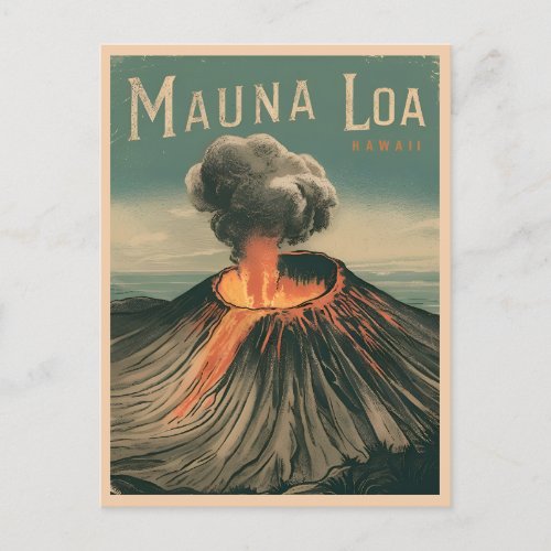 Retro Vintage Travel Mauna Loa Hawaii Volcano Postcard