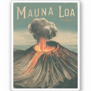 Retro Vintage Travel Mauna Loa Hawaii Volcano Sticker