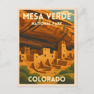 Retro Vintage Travel Mesa Verde National Park Postcard