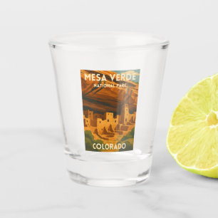 Retro Vintage Travel Mesa Verde National Park Shot Glass