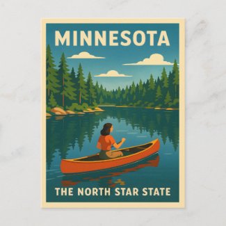 Retro Vintage Travel Minnesota Nature Landscape