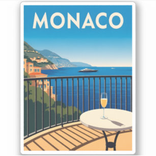 Retro Vintage Travel Monaco Seaside Landscape Sticker