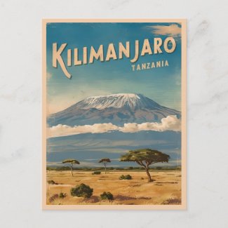 Retro Vintage Travel Mount Kilimanjaro Africa