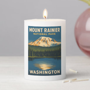 Retro Vintage Travel Mount Rainier National Park Pillar Candle