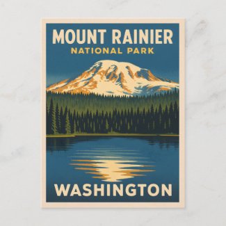 Retro Vintage Travel Mount Rainier National Park