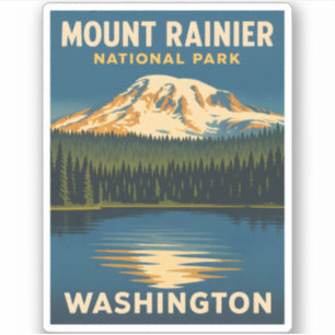 Retro Vintage Travel Mount Rainier National Park Sticker