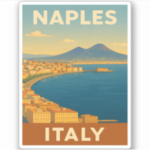 Retro Vintage Travel Naples Italy Scenic Coastline Sticker
